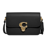 Coach Studio 25 Br&auml;nd Metallist C-logo Klappkinnitusega Nahast &Otilde;la-Crossbody Kott Suur Naiste Kott Must C6641-B4BK Basic Set (Bag+Dust Bag)