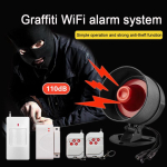 Graffiti traadita WiFi k&otilde;rge detsibelliga kodune vargusvastane alarms&uuml;steem Standalone + 1 Remote