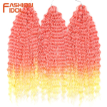 FASHION IDOL 24 tolli 300g/3tk Vee laine heegeldatud juuksed S&uuml;nteetilised punumispikendused Ombre Vikerkaar juuksed S&uuml;gav laine lokkis juuksed (as the picture,24inches-300g) red