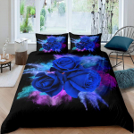Sinine Roos tekikott komplekt King Size 3D tr&uuml;kitud &otilde;ie&otilde;ied Voodipesu komplekt S&otilde;brap&auml;ev Botaaniline Pol&uuml;ester tekikate 135x200cm
