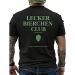 Meeste must l&uuml;hikeste varrukatega &uuml;mmarguse kaelusega t-s&auml;rk rohelise Lecker Bierchen Club graafika, humalakoonuse ikooni ja saksa tekstiga, pehme puuvillane tunne, vaba l&otilde;ikega &otilde;lle jaoks S must