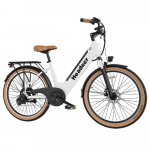 HEADEER BD26195 26-tolline linnas&otilde;idu elektriratas 7-k&auml;iguline s&uuml;sinikterasest raam 350W mootor 48V 11,5Ah aku Elektriratas 35 km/h MAX kiirus valge