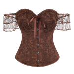 Vintage pitskaunistusega luudega korsett-top mullvarrukutega bustier S kohv