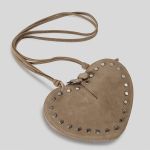 Naiste s&uuml;damikujuline seemisen&auml;oga PU ristkorpuskott needidetailiga V&auml;ike &otilde;lakott igap&auml;evaseks kandmiseks 21 x 1.5 x 15 cm khaki