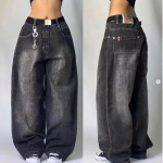 Ameerika Kottis Lai Jalg Must Teksap&uuml;ksid &Uuml;le suurusega Naiste T&auml;navakunst Vabaaja Denim P&uuml;ksid Paarip&uuml;ksid Vintage Streetwear S gray