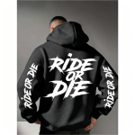 Kirjaga Ride Or Die Graafiline Huppar Dressipluus &Uuml;legabariidiline Streetwear Spordir&otilde;ivad Pullover Meeste Naiste Vabaaja S&uuml;gisene Huppuga Top S black