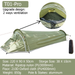&Uuml;limalt kerge telk-1-inimese bivy-telk telkimiseks &uuml;heinimese v&otilde;rkbivy veekindel magamiskott varustus seljakotireisiks &uuml;ksi matkatelk T01 Pro-Green