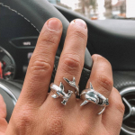 2 tk/komplekt Vintage reguleeritav sulamist Shark avatud s&otilde;rmused Unisex peoehted kingitus h&otilde;be