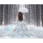 Teemant  Kaunitar lumises metsas  K&auml;sitsi valmistatud ristpistekomplekt Teemantmaalimise mood, kodukaunistus 20X30CM