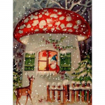 Teemantmaal T&auml;ispuurimine Mushroom House Ristpistes Teemantmosaiik Rhinestones Daimond Painting 20X30CM