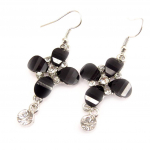 Les Tr&eacute;sors De Lily [C4835] - Boucles 'Princesa' Noir Blanc must