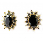 Les Tr&eacute;sors De Lily [M6737] - Boucles 'Victorina' noir blanc dor&eacute; - 10x8 mm kuld