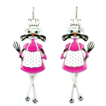 Les Tr&eacute;sors De Lily [Q1292] - Dormeuses cr&eacute;ateur 'Lilipoupettes' (chat patissier) rose blanc - 50x20 mm Heleroosa