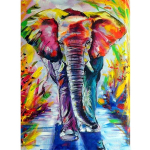 T&auml;ielik 5D Teemantmaaling V&auml;rviline mammut-elevant Tikand Ristpistes Kodukaunistus K&auml;sitsi valmistatud kingitus 25x30cm