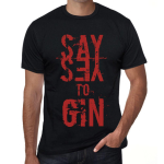 Meeste vintage t-s&auml;rk graafilise t-s&auml;rgiga Say Yes to Gin s&uuml;gavmust XS must