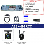 E-ACE auto-DVR FHD 1080P 5,0-tolline videosalvesti peegelkaamera kahe objektiiviga automaatne registreerija armatuurkaamera koos tahavaatekaameraga No TF Card valge