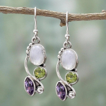 Bluelansi k&otilde;rvar&otilde;ngad Kuukivi rippuv markiis kunstlik &uuml;mmargune konks smaragd-amet&uuml;st vintage k&otilde;rvar&otilde;ngad