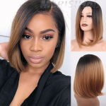 Ilus l&uuml;hikeste sirgete juustega must s&uuml;nteetiline parukas naistele wig&cap hele