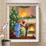 5D teemantmaal, talvine isetegemine, t&auml;isnurkne puur, teemanttikandid, m&uuml;&uuml;k maastikukujundusega seinakaunistused Full Round (20X30CM)