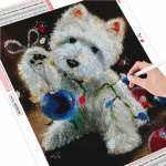 Uus saabunud teemantmaaling j&otilde;ulude t&auml;isruudukujuline &uuml;mmargune teemanttikandid koerale looma mosaiik k&auml;sitsi valmistatud kingitus Full Round (20X30CM)