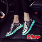 V&auml;rvilised helendavad kingad kevadeks ja s&uuml;giseks uued helendavad kingad meeste ja naiste luminofoorkingad USB laadimine LED valgus Korea paarikingad 44