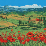 5D DIY teemantmaal Ruut/&uuml;mmargune teemanttikandid Kaunis maastikuline ristpistes mosaiik m&uuml;&uuml;giks kodukaunistus Full Round 30x30CM punane