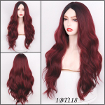 MISSQUEEN Ombre Long Wave Vein Punane Hele Blond Taevahall Naiste Parukad Cosplay Igap&auml;evaseks kasutamiseks peol Naturaalne Kuumakindel s&uuml;nteetiline