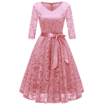 Naiste vintage lilleline pits, 3/4 varrukatega pruutneitsi kleit, lint lips v&ouml;&ouml; tee Midi peo kokteil, &otilde;htune varustus, p&auml;evar&otilde;ivad S