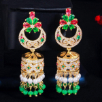 WWJ kuldse v&auml;rvi kuupmeetrist tsirkooniumoksiidist pikad rippuvad tutihelmed etnilised k&otilde;rvar&otilde;ngad mitmev&auml;rviline