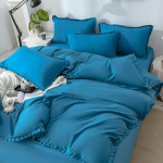 Voodipesu, tekikott, voodilina harjatud &uuml;hev&auml;rviline neljaosaline komplekt puhtast puuvillast, k&uuml;ljelt &uuml;heinimesevoodi 1.5m