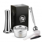 [i Cafilas][DQ01] Korduvkasutatav korduvt&auml;idetav kohvikapslifilter roostevabast terasest kreemimasina tasside pesa Delta Q jaoks NDIQ7323 Lavazza Point DELTA Q 1 Capsule+1 Tamper+1 Clip