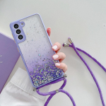 Riputa kaelarihma &uuml;mbris Samsung S22 S22 Ultra S21 S20 SE A52 A72 A42 A32 A13 A53 A73 s&auml;rava l&auml;bipaistva kattega Samsung Galaxy S22 Ultra lilla