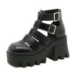 Hingavad &otilde;&otilde;nsad kingad Naise platvormiga paksud kontsad Tippkvaliteediga punk stiilis retro Gladiator Demonias kontsakingad 35 must