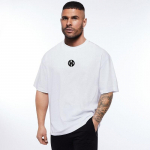 Muscleguys Men Oversized Fitness O-kaelusega l&uuml;hikeste varrukatega avara tr&uuml;kiga T-s&auml;rk Meeste j&otilde;usaali Kulturismi T-s&auml;rgid V&otilde;rgusilmast Quick Dry Streetwear Spordi T-s&auml;rk M must