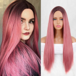 MISS PARUKAS pikk sirge keskmise osaga parukas ilma tukkideta must s&uuml;nteetiline kuumuskindel kiust parukas igap&auml;evaseks kandmiseks Cosplay 26inches