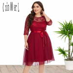 European Style Plus Size 5xl naiste kleit lilleline pits &scaron;ifoonist t&auml;navar&otilde;ivad punased naiste kleidid XL punane