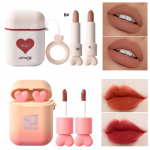 Hengfang 2Set/Lot k&otilde;rvaklapid Love Icon Double Tube Mittenakkuv Cup Kauakestev Veekindel huulepulk Matte K&otilde;rvaklapi Kuju Huulepulk Alasti Punased Huuled Meik