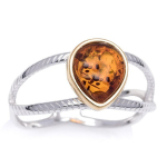 K&auml;sit&ouml;&ouml;na valminud h&otilde;bes&otilde;rmus 'Inspiration' merevaigukollane kuldh&otilde;be (roodiumiga kaetud) - 7x8mm 56 pruun