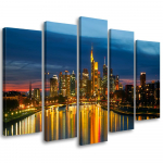Viieosalise pildiga l&otilde;uenditr&uuml;kk City View Night Light 100x70 sinine