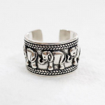 Foxanry Stamp Vintage Animal Elephant Avatud s&otilde;rmused Tai h&otilde;bedast ehted naistele Kingitus vanamoelised reguleeritavad s&otilde;rmused 17mm h&otilde;be