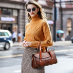 Kvaliteetsed krokodilli luksuslikud nahast k&auml;ekotid Naiste kotid Designer Vintage Alligator Satchel Naiste &otilde;lakott naistele pruun