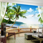 Tapeet 3D Meremaastik R&otilde;du Seinamaalingud Elutuba Teler S&ouml;&ouml;gituba Veekindel Kodukaunistus 3D Seinakleebised 200 cm(W) x 140 cm(H)