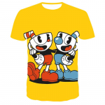 3D Cuphead Mugman Kids T-s&auml;rk Prindiga T&uuml;drukud Naljakad riided Poisid Lapsed Topid Lasteriided Beebi T-s&auml;rgid Meeste Naiste R&otilde;ivad T-s&auml;rk 130