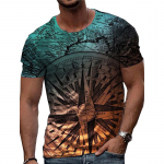 Uus suvine meeste mood T-s&auml;rk Personality Color Compass tr&uuml;kitud meeste T-s&auml;rk top XS pruun
