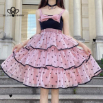 Lolita Guardian Sweetheart Bow kookkleit Sweet JK Suspender Print V&otilde;rgustik puhvis printsesskleit naine  One size aprikoosi