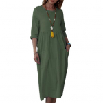 Avar kleit, k&otilde;rge v&ouml;&ouml;kohaga riietus, kokkut&otilde;mbumisvastane Kaunid naised Suvine Line Midi Kleit Igap&auml;evane riietus XL roheline