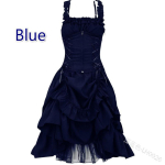 5 v&auml;rvi Vintage Lolita kleit Magus viktoriaanlik gooti Vestido Retro Palace Court Printsessi kleit Varrukateta pikk kleit Cosplay renessanss kleit M sinine