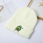 Naljakas avokaado multifilmide tr&uuml;kkimine uus m&uuml;ts talveks naised hoiavad soojas Hip Hop meeste kootud m&uuml;tsid &uuml;hev&auml;rvilised lihtsad nokam&uuml;tsid naistele One Size valge