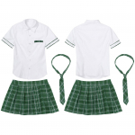 3tk Naiste koolit&uuml;druku Cosplay kost&uuml;&uuml;m Koolivormi l&uuml;hikeste varrukatega s&auml;rk ruudulise seeliku ja lipsuga 4XL