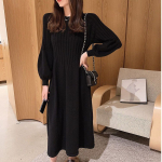 Kleit keskmise pikkusega villane sviiter pikkade varrukatega kootud kleit naistele s&uuml;gis-talv 2023 o kaela pikkade varrukatega naine One Size must